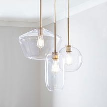 Online Designer Bathroom Sculptural 3 Light Chandelier Antique Brass Clear Glass MIXED Mixed (22")