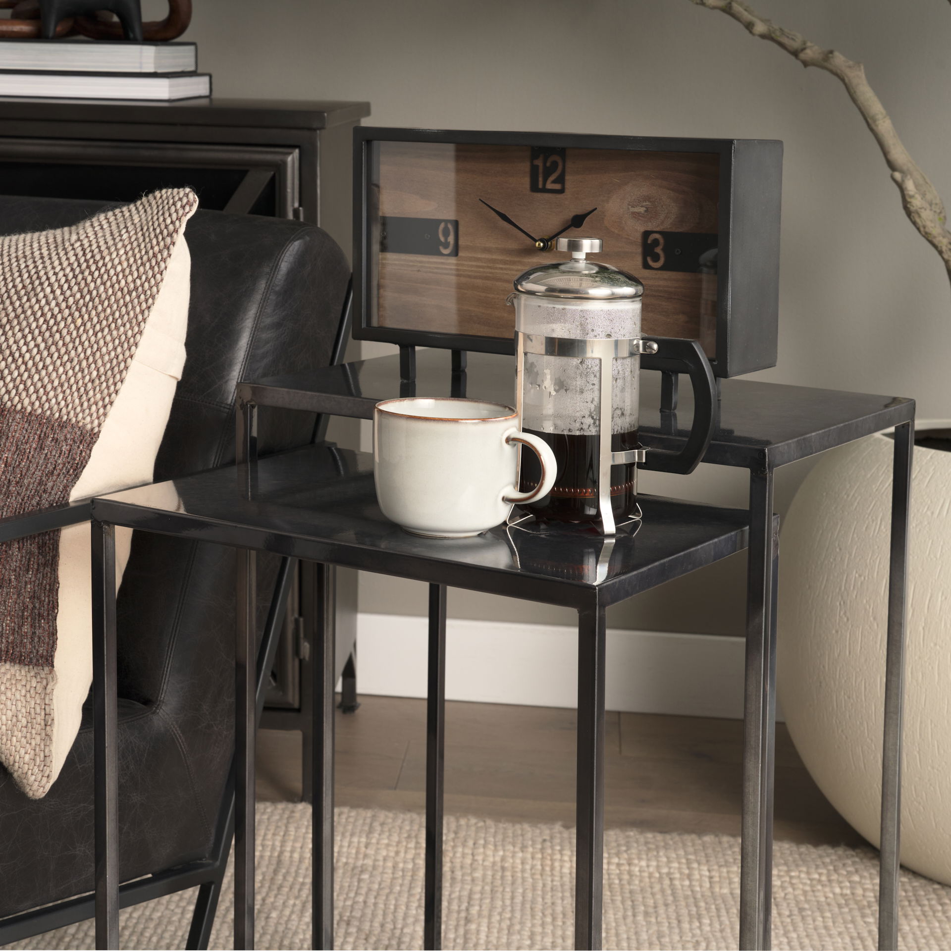 Kasey (Set of 2)  Galvanized Metal Nesting Accent Tables large image 