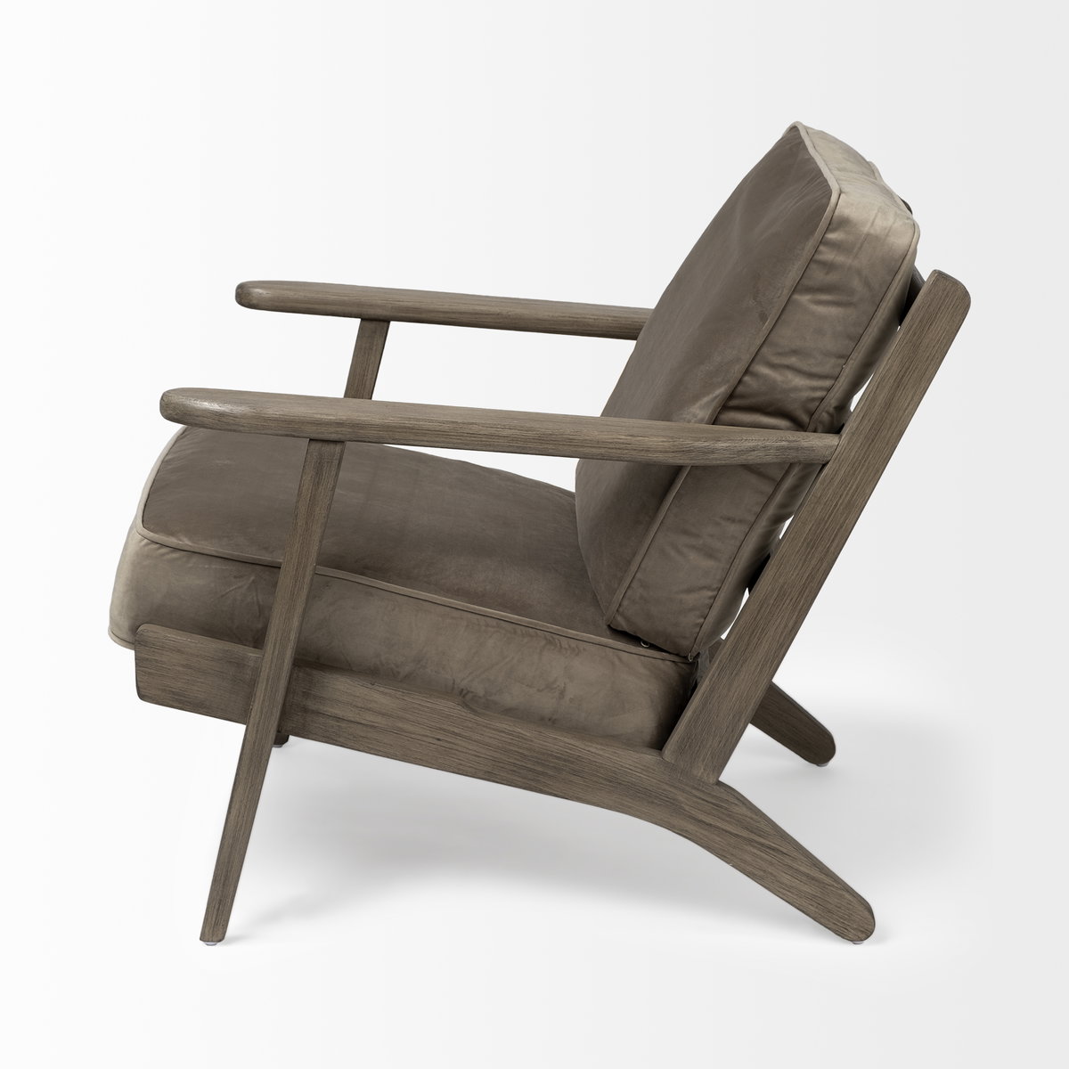 Olympus II Brown Velvet Covered Wooden Frame Accent Chair, by Mercana, 28" length x 31" width x 32" height View 4