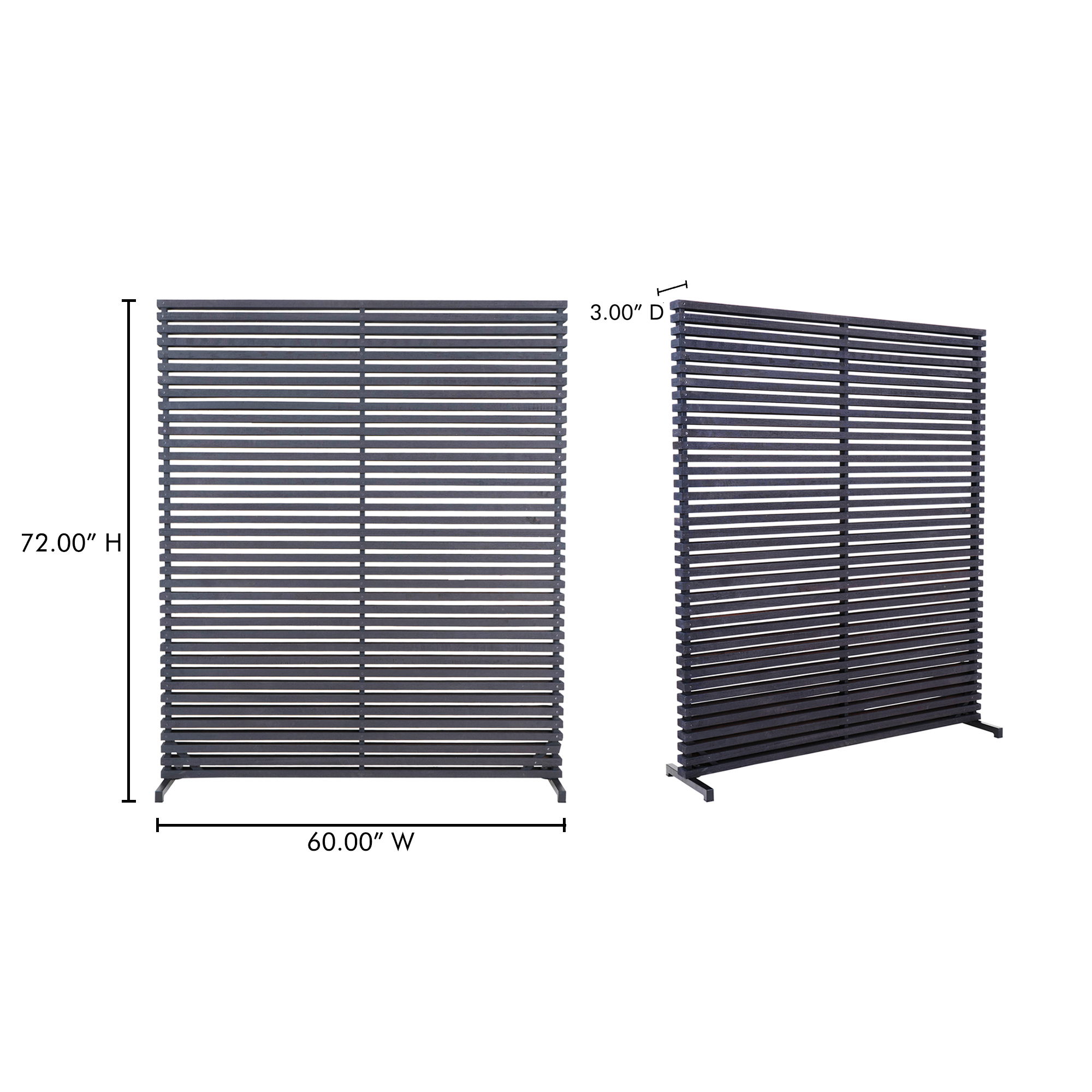 Dallin Screen Black, Room Divider by Moe's Home, 60" width x 72" height x 3" depth View 5