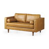 Svend 65.0L x 38.0W x 34.0H Tan Leather Love Seat Sofa thumbnail 0