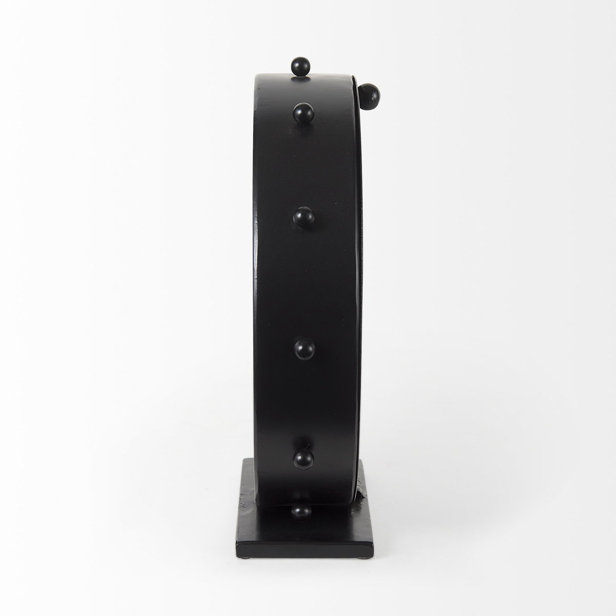 Marian  Black Studded Round Table Clock, by Mercana, 11.02" length x 3.15" width x 11.02" height View 7