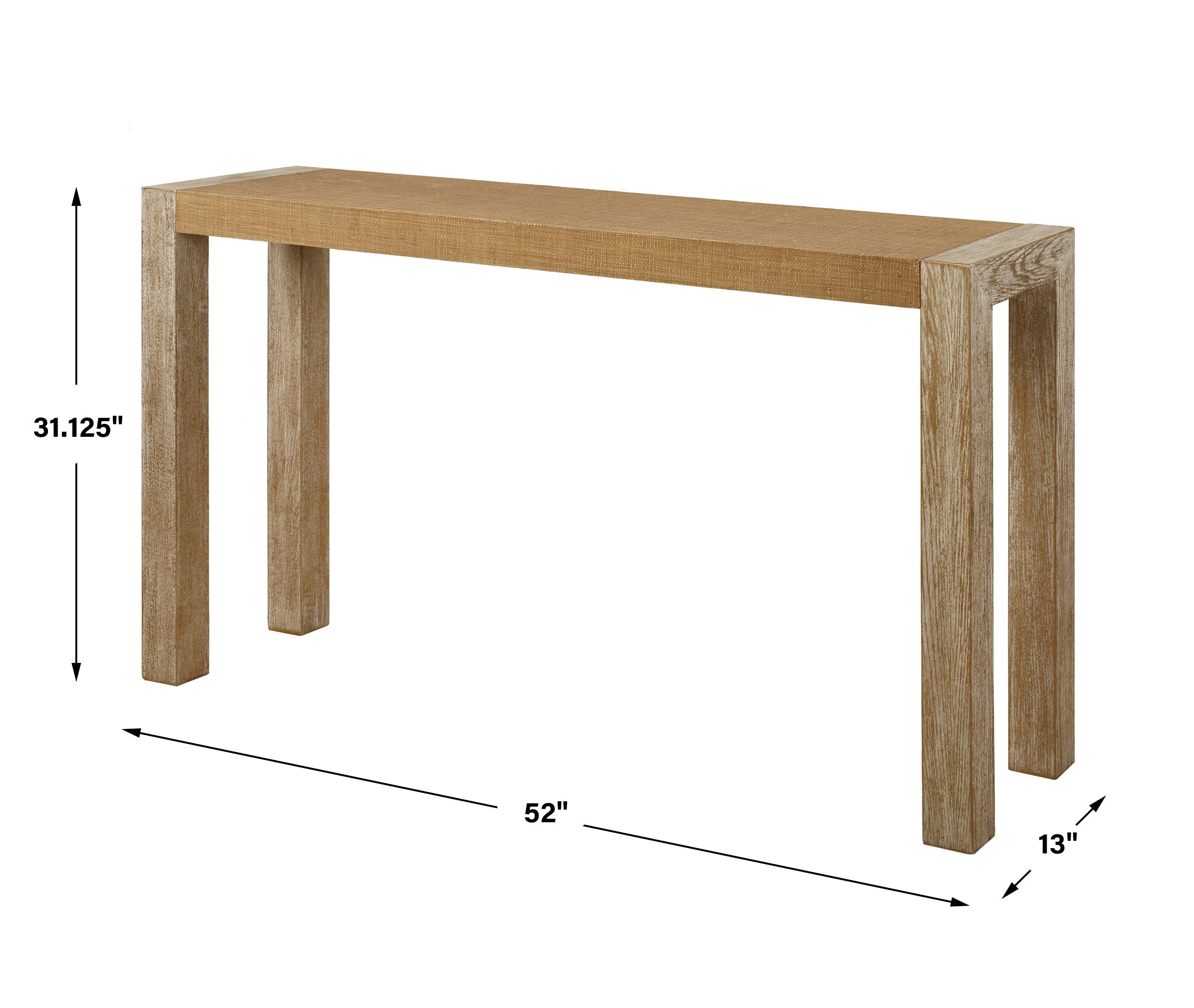 Bentley Grasscloth Console Table, Furniture by Uttermost, 52" width x 31.12" height x 13" depth View 3