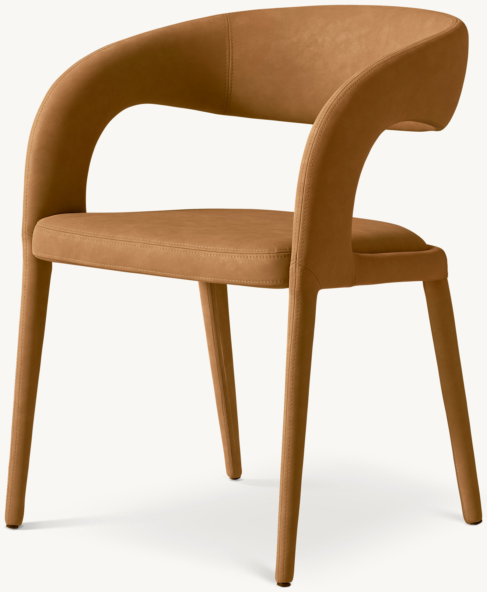 Online Designer Home Office Nicola Open Barrelback Vegan Leather Dining Armchair