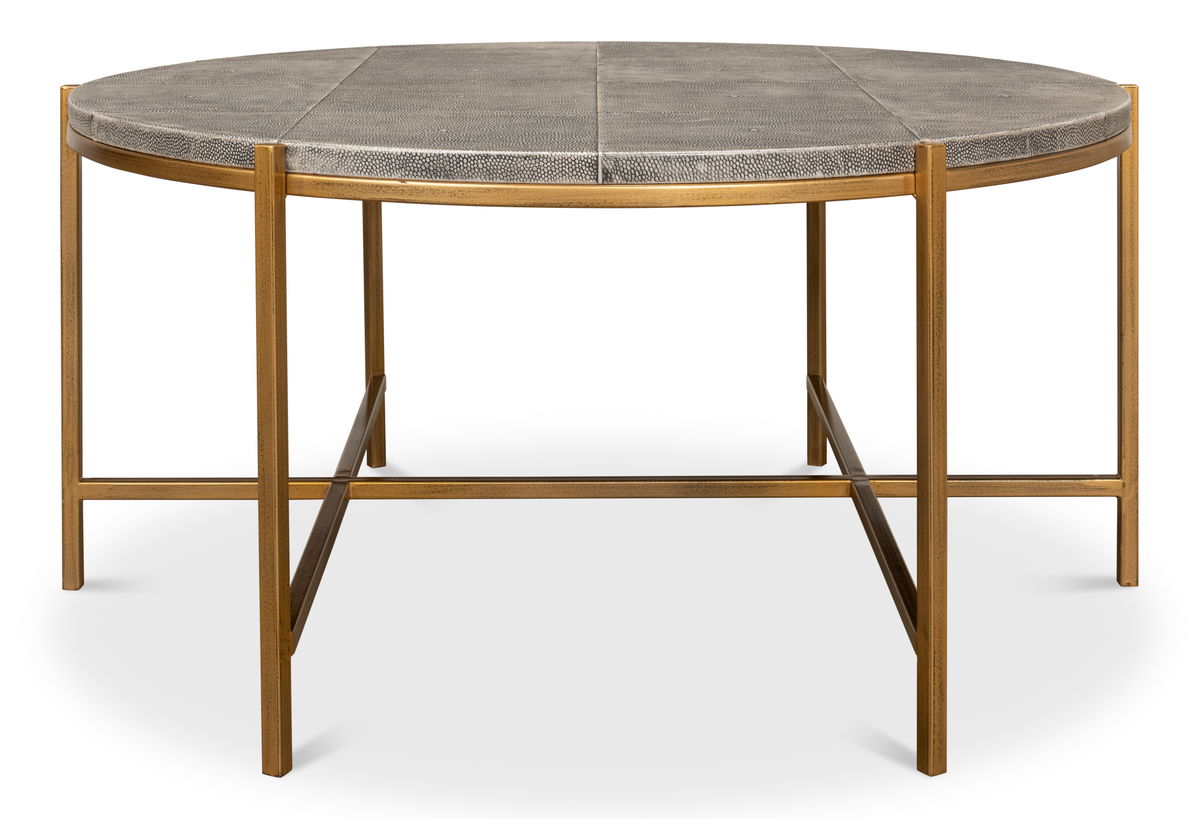 Grey Shagreen Coffee Table, by Sarreid, 2'10" length x 2'10" width x 1'4" height View 3