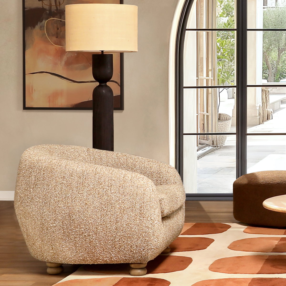 Peggy Occasional Chair Brown, Accent Chair by Dovetail, 38.25" width x 30.75" height x 37.5" depth View 8