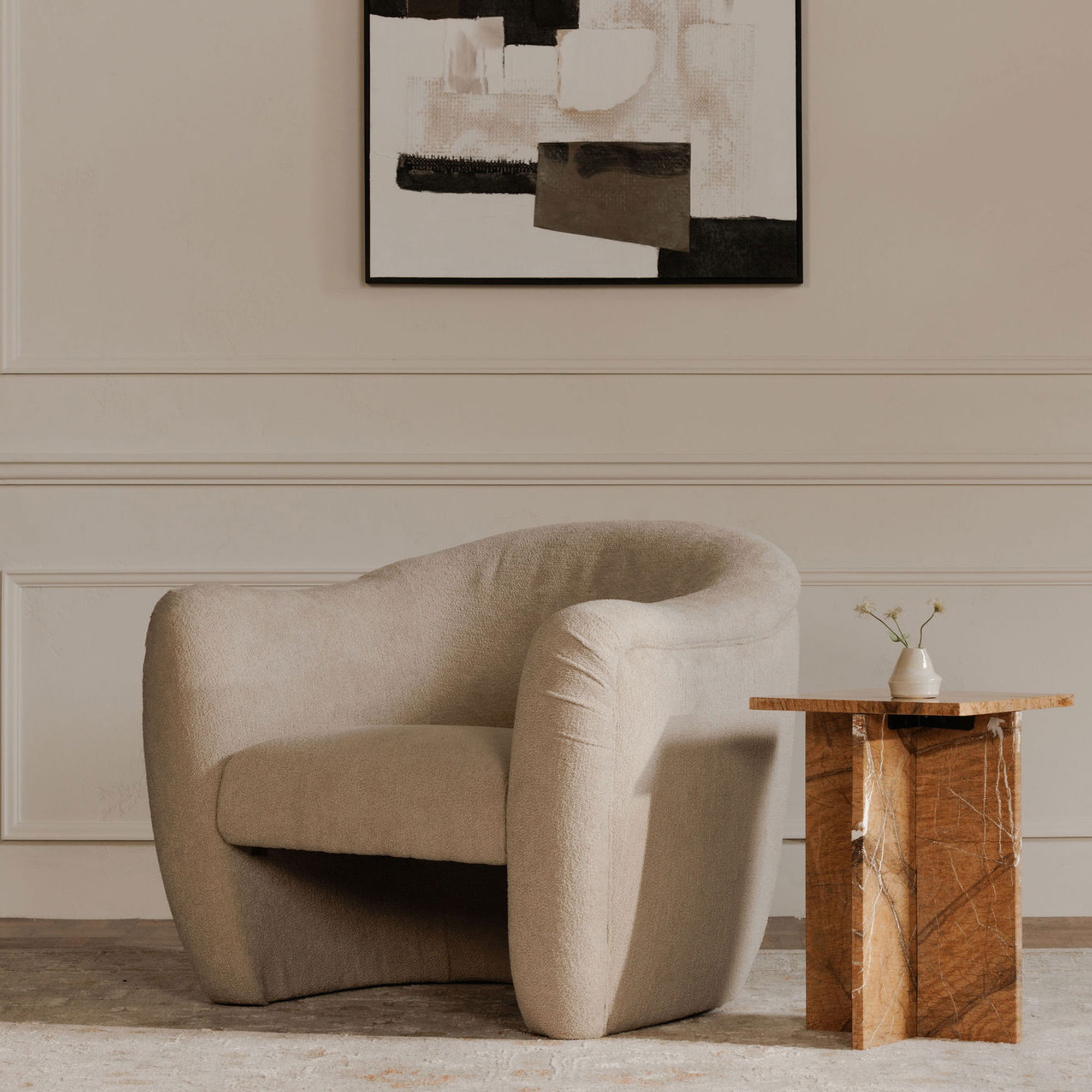 Blair Accent Table Golden Forest Marble, Side & End Table by Moe's Home, 14" width x 20" height x 14" depth View 6