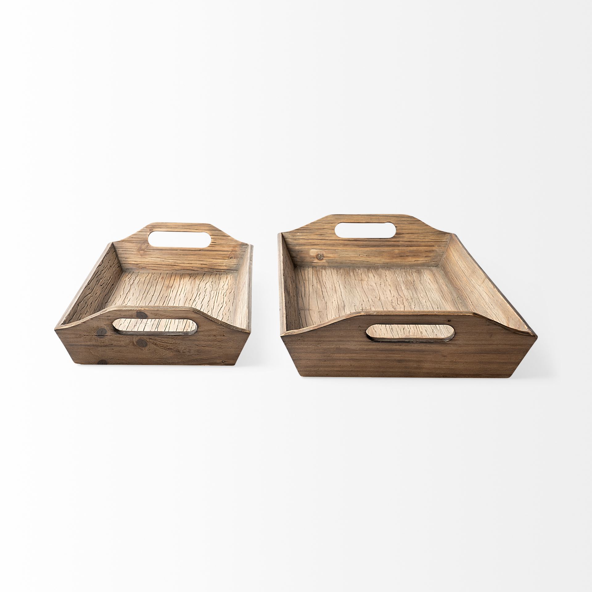Tawny (Set of 2) Natural Wooden Trays, Decorative Tray by Mercana, 24.8" length x 11.81" width x 3.66" height View 7