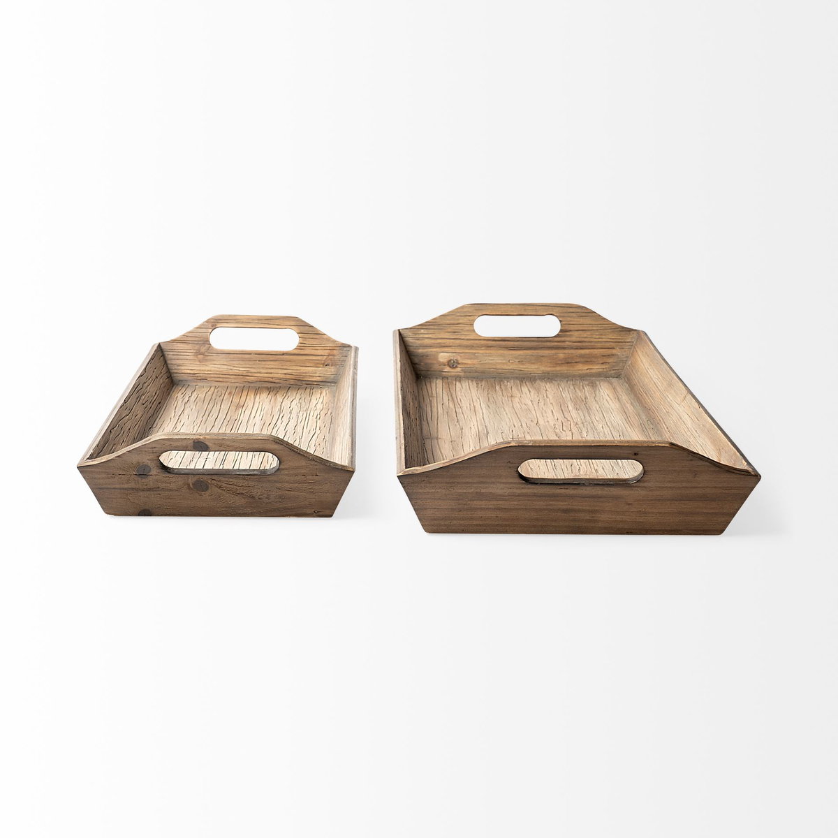 Tawny (Set of 2) Natural Wooden Trays, Decorative Tray by Mercana, 24.8" length x 11.81" width x 3.66" height View 7