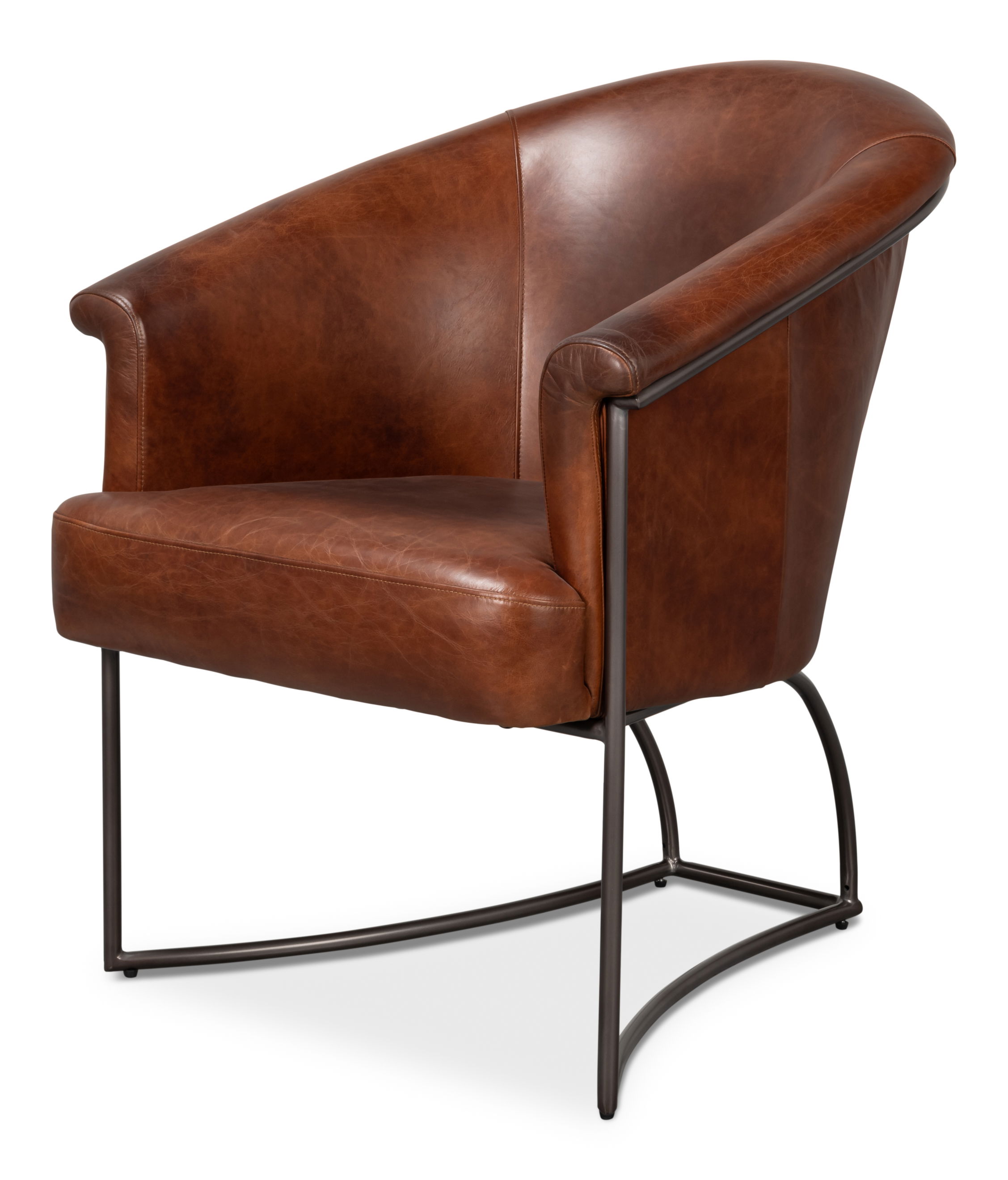 Nagel Distilled Leather Chair,Brown, Seating by Sarreid, 30" length x 33" width x 2" height View 1