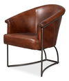 Nagel Distilled Leather Chair,Brown, Seating by Sarreid, 30" length x 33" width x 2" height thumbnail 1