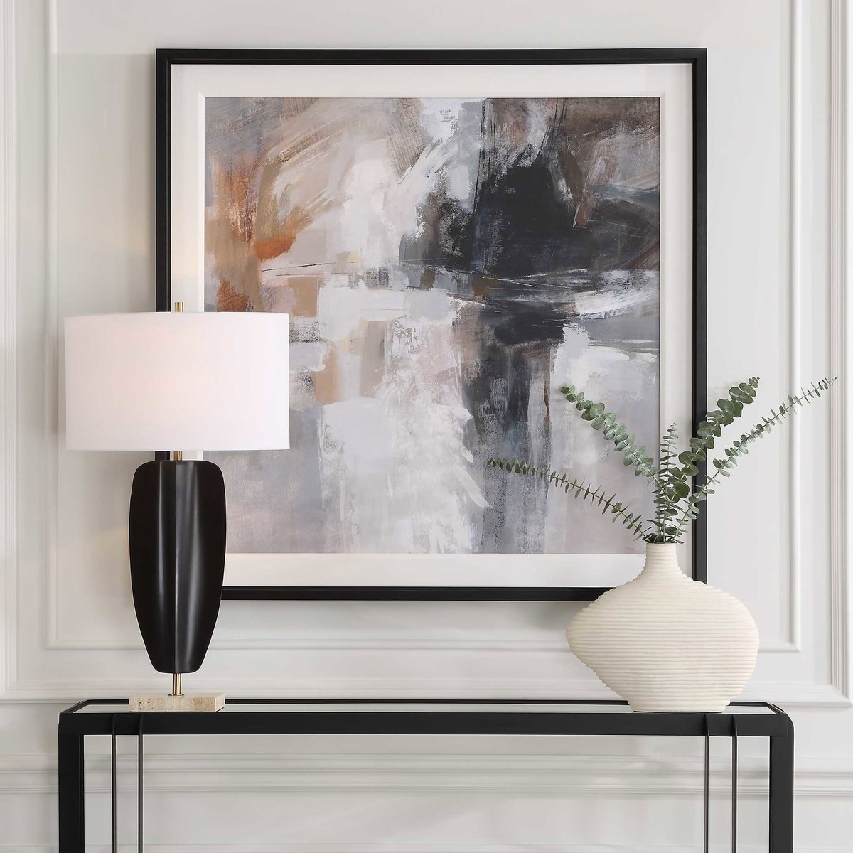 Wings Neutral Abstract Framed Print, Art by Uttermost, 42.75" width x 42.75" height x 2" depth View 2