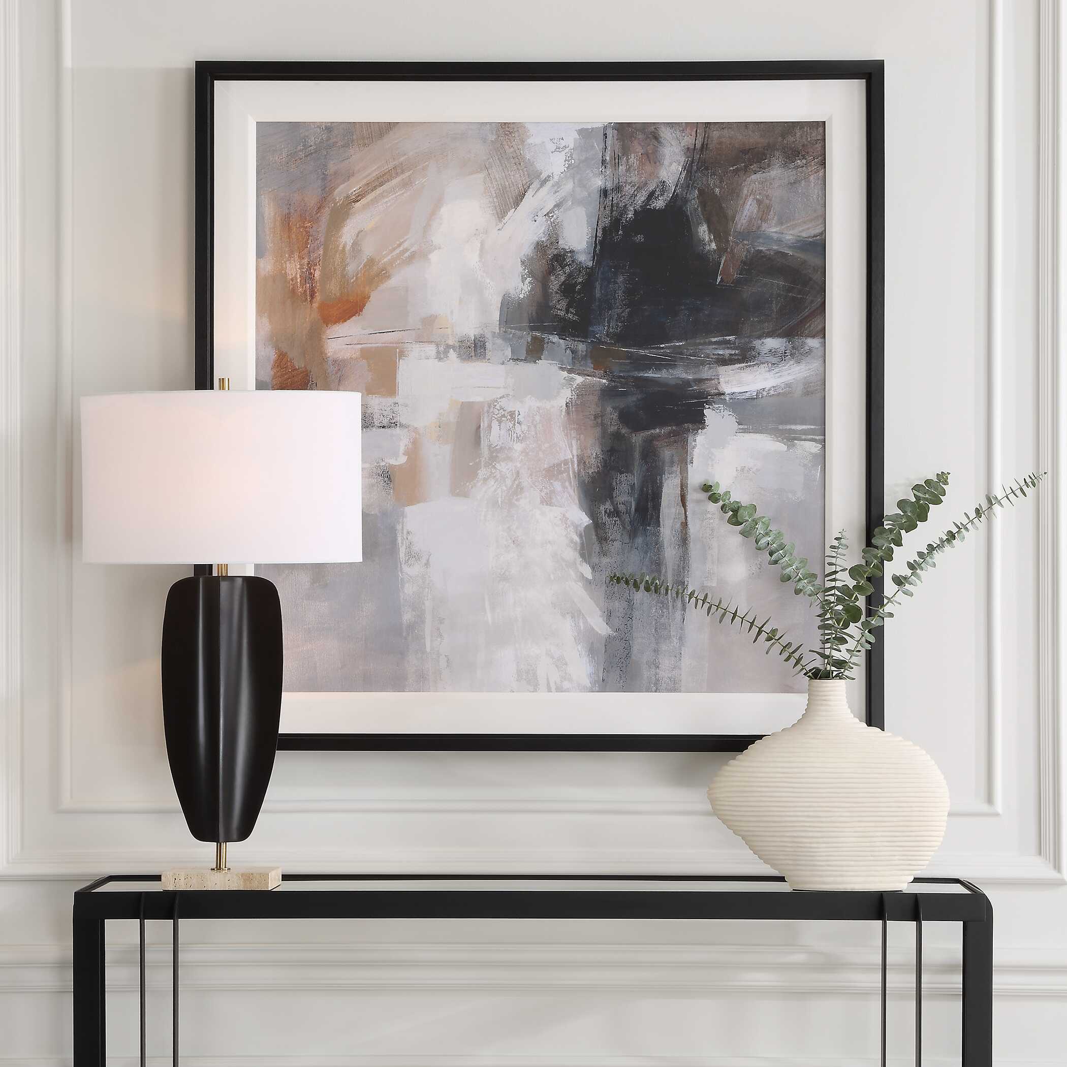 Wings Neutral Abstract Framed Print large image 