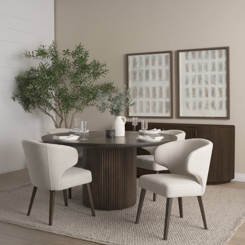 Terra 60" Round Pedestal Dining Table | Modern | Dark Brown Wood | Seats 6
