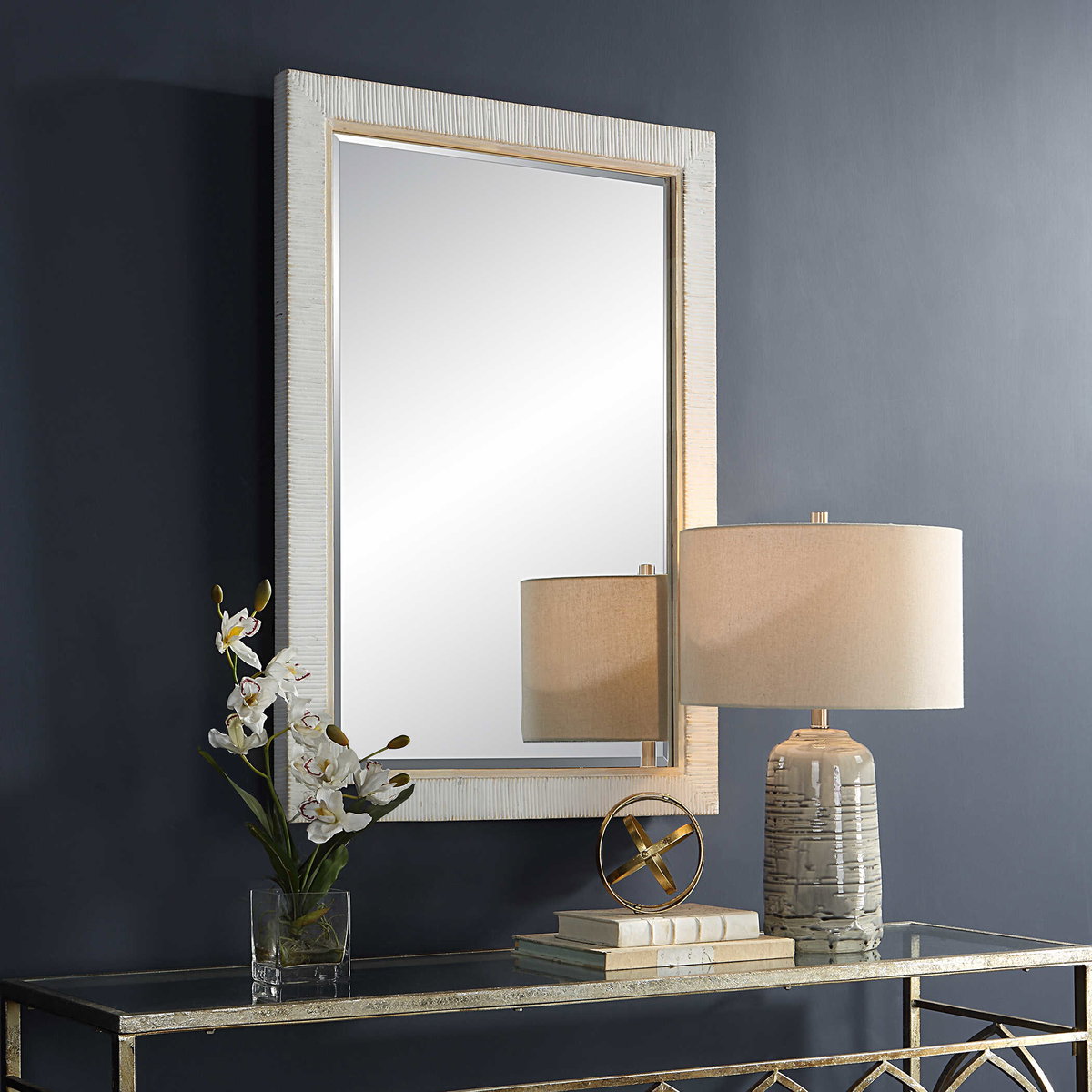Cape Whitewashed Rattan Mirror, by Uttermost, 28.75" width x 40.87" height x 1.75" depth View 4
