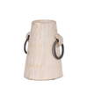 Monique Small Light Brown with Handles Wood Pot, Decorative Jar by Mercana, 5" length x 5" width x 7" height thumbnail 1