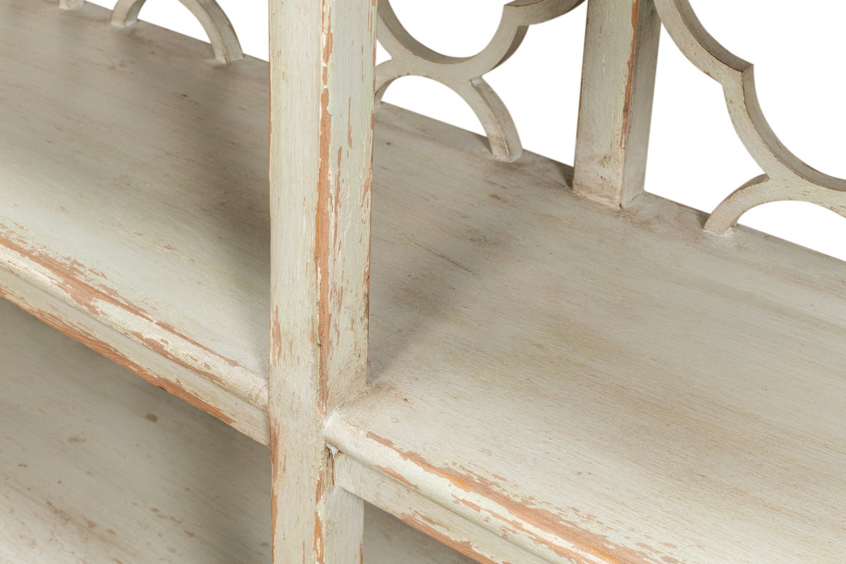 Quatrefoil Bookshelf Console Table, by Sarreid, 1'4" length x 6'6" width x 2'11" height View 5