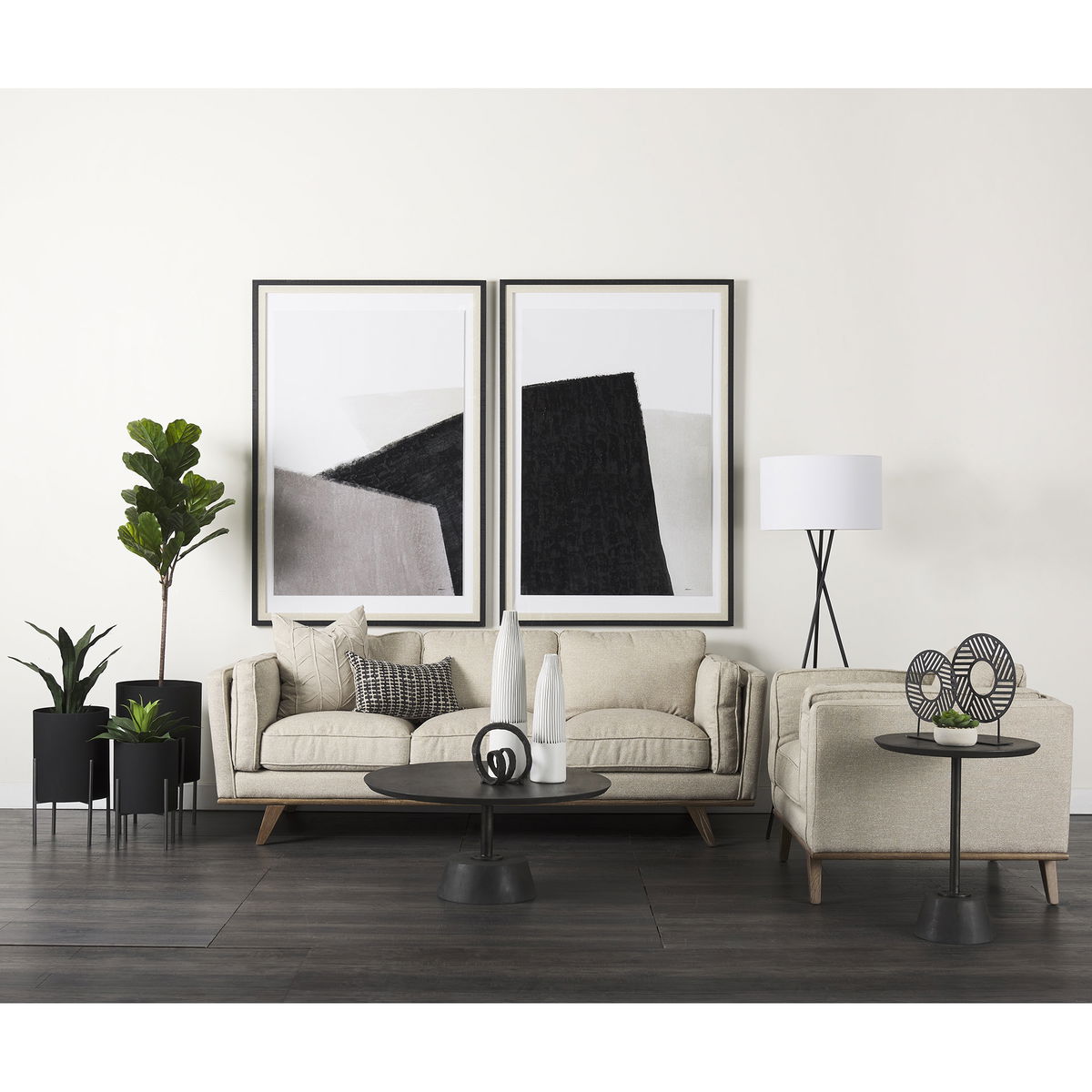 Micra  Matte Black Metal Decorative Object on a Stand, by Mercana, 11.02" length x 2.99" width x 13.39" height View 2