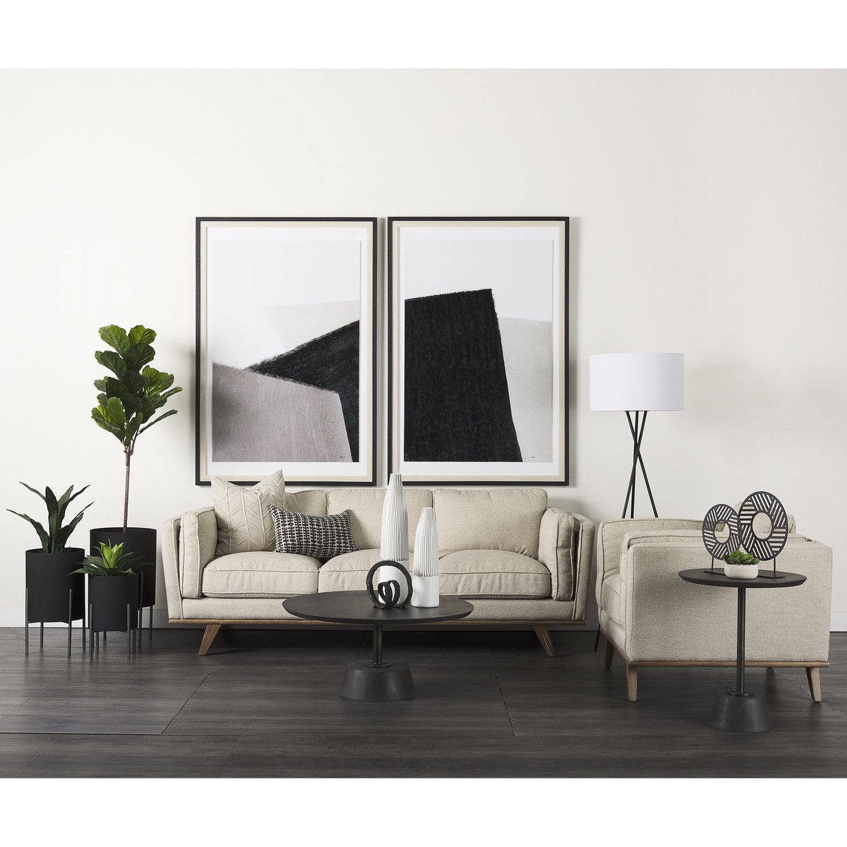 Micra  Matte Black Metal Decorative Object on a Stand, by Mercana, 11.02" length x 2.99" width x 13.39" height View 2