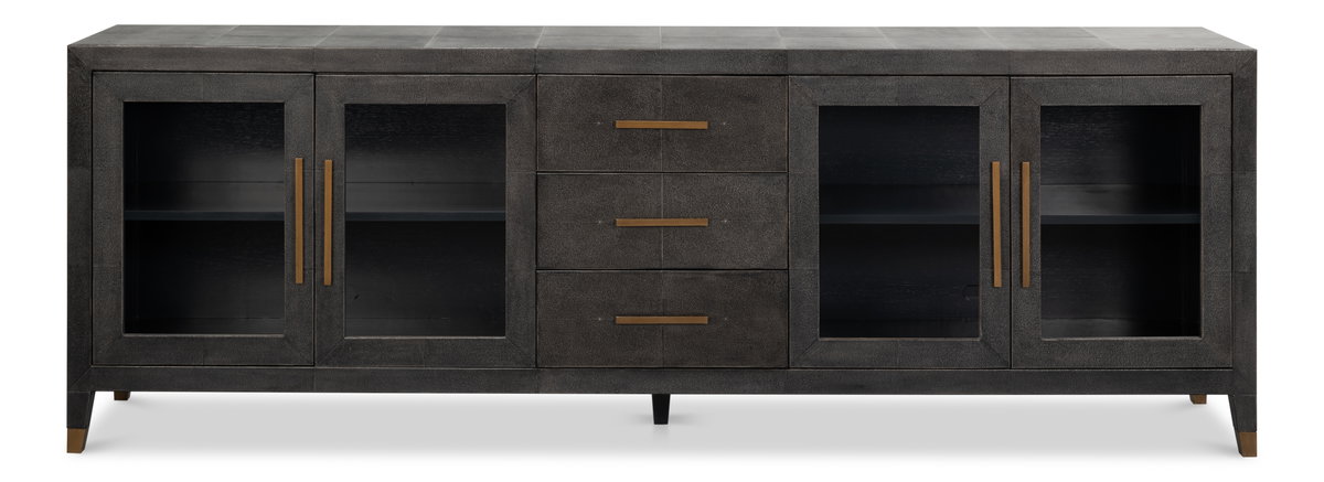 Desmond Sideboard Shagreen Antique Grey, by Sarreid, 1'6" length x 8'4" width x 2'10" height View 2
