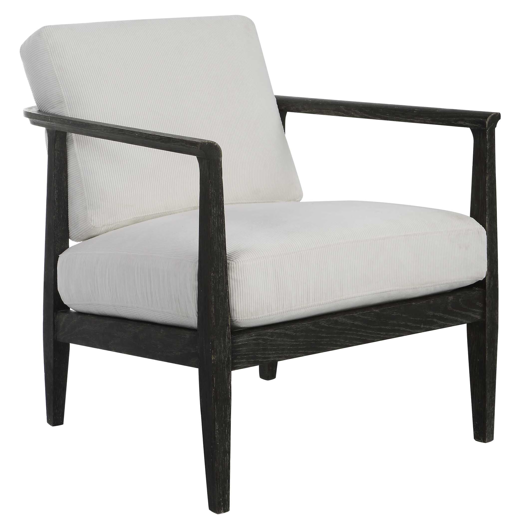 Brunei White Accent Chair, Furniture by Uttermost, 28.25" width x 32.5" height x 33.5" depth View 5