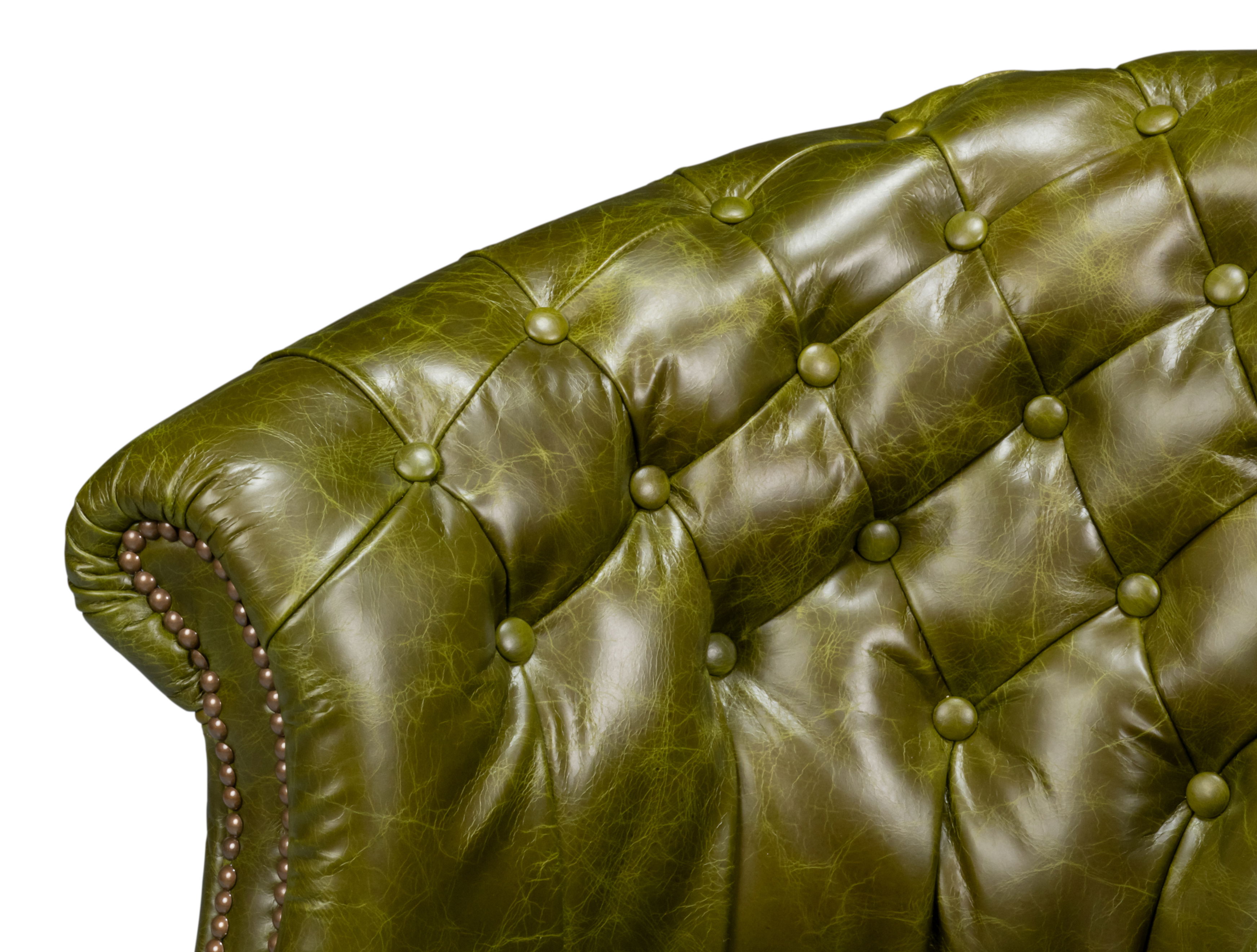 Bastian Armchair, Britain Green Leather, Seating by Sarreid, 33" length x 33" width x 31" height View 5