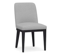 Online Designer Kitchen Layton Upholstered Side Dining Chair, Black Legs, Brushed Crossweave Light Gray