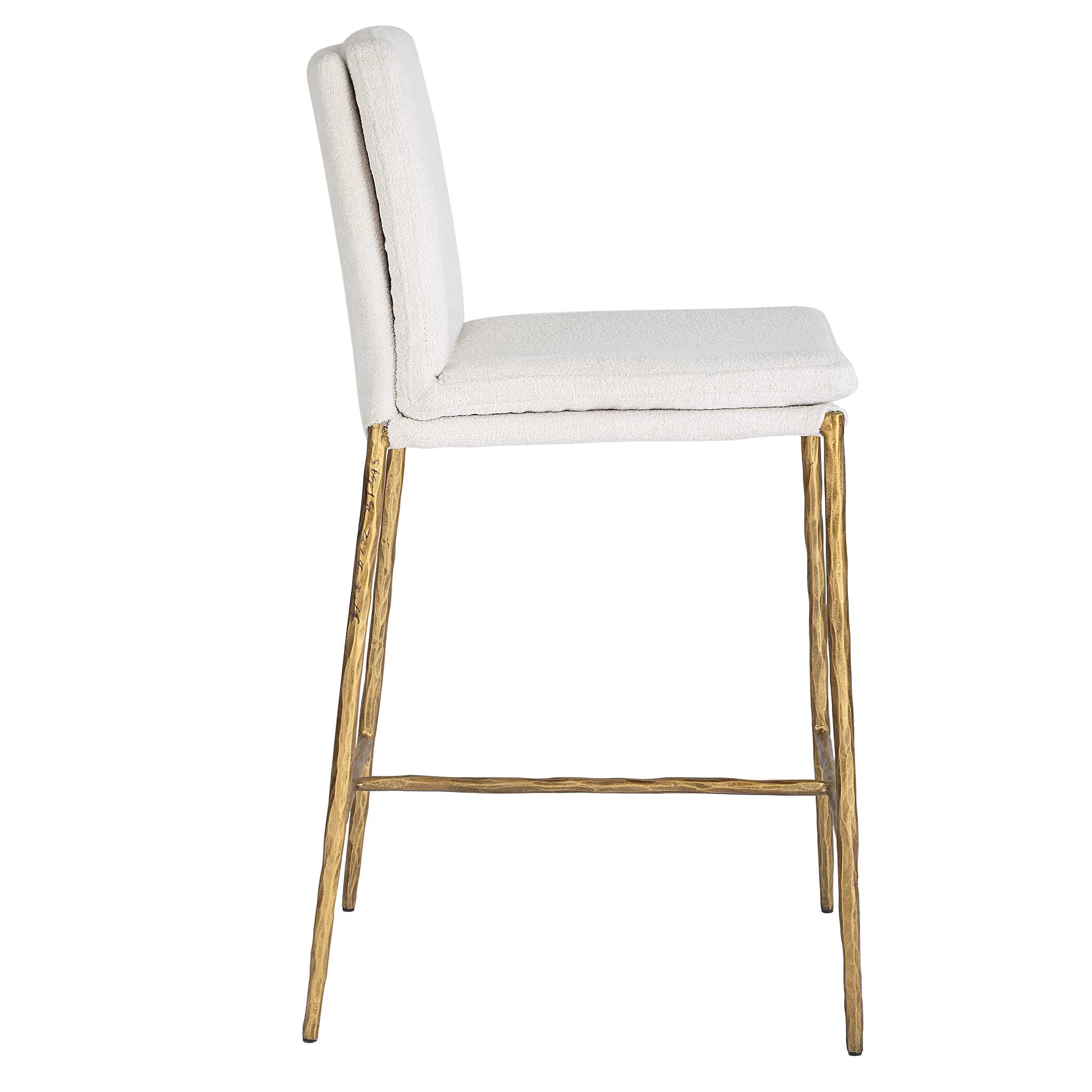 Ascend White Counter Stool, Furniture by Uttermost, 18.25" width x 38.75" height x 21.75" depth View 6