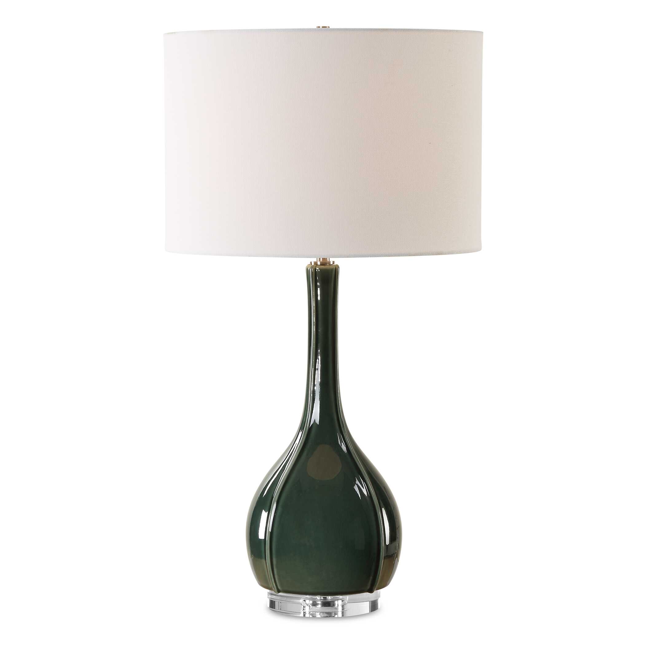 Essex Green Glass Table Lamp, by Uttermost, 15" width x 27.25" height x 15" depth View 1