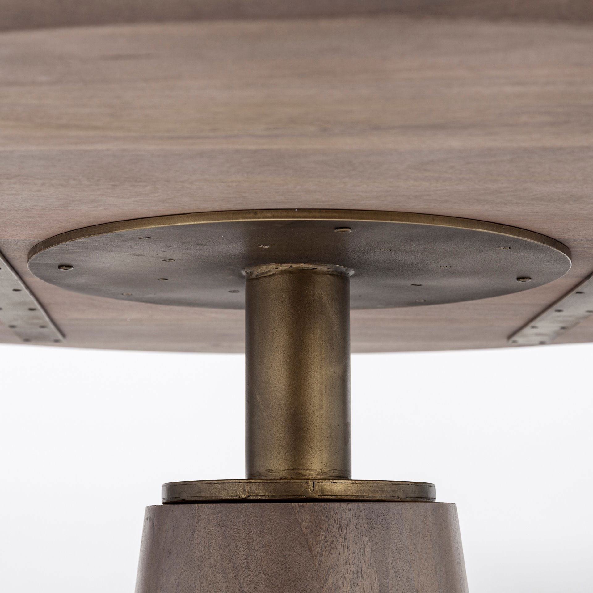 Maxwell II 54' Round Brown Solid Wood Top Brown Wood/Gold Metal Base Dining Table large image 