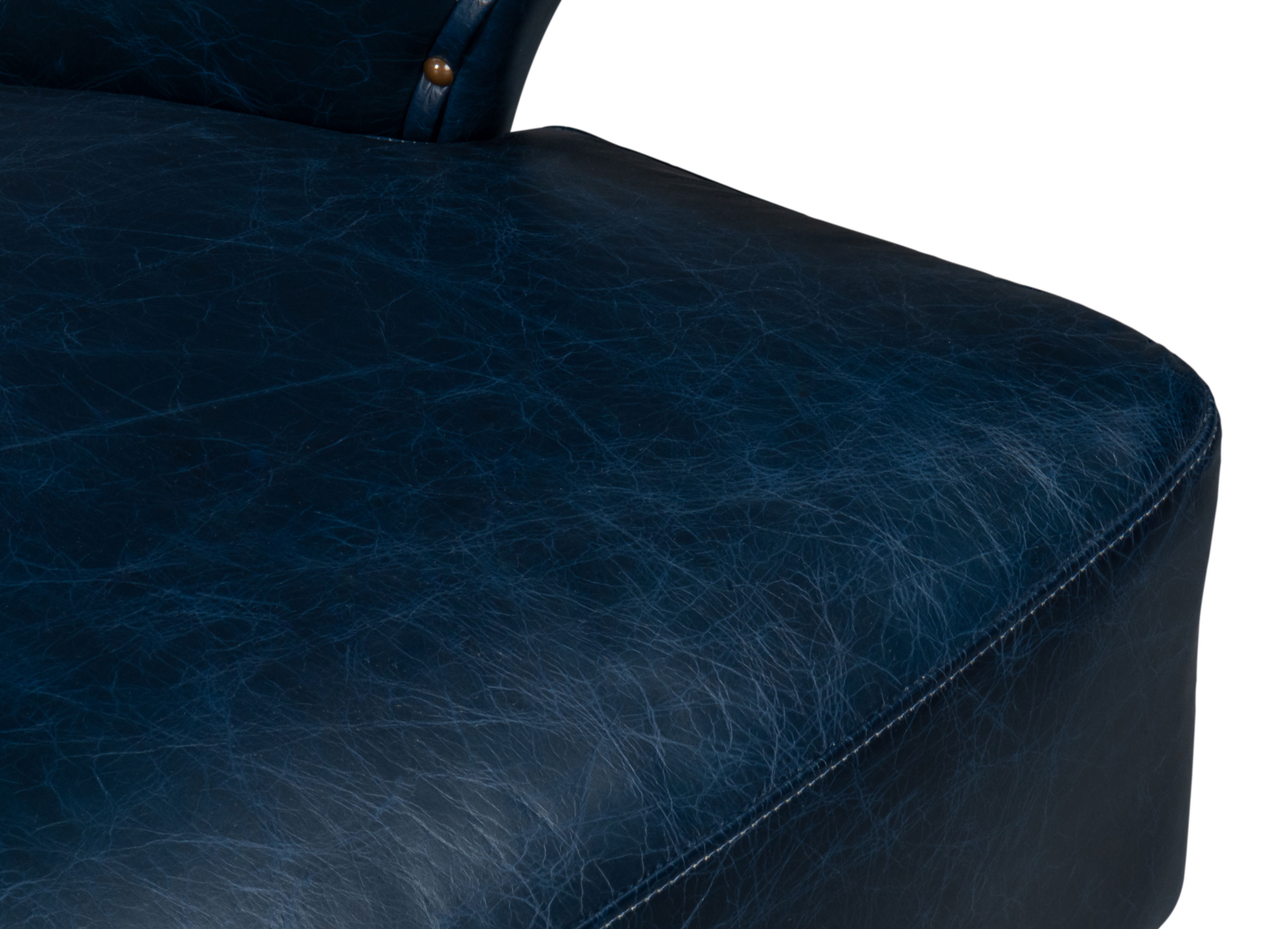 Drake Distilled Leather Chair, Blue large image 