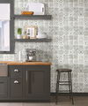 Ecaustic Tile Grey Peel & Stick Wallpaper thumbnail 1