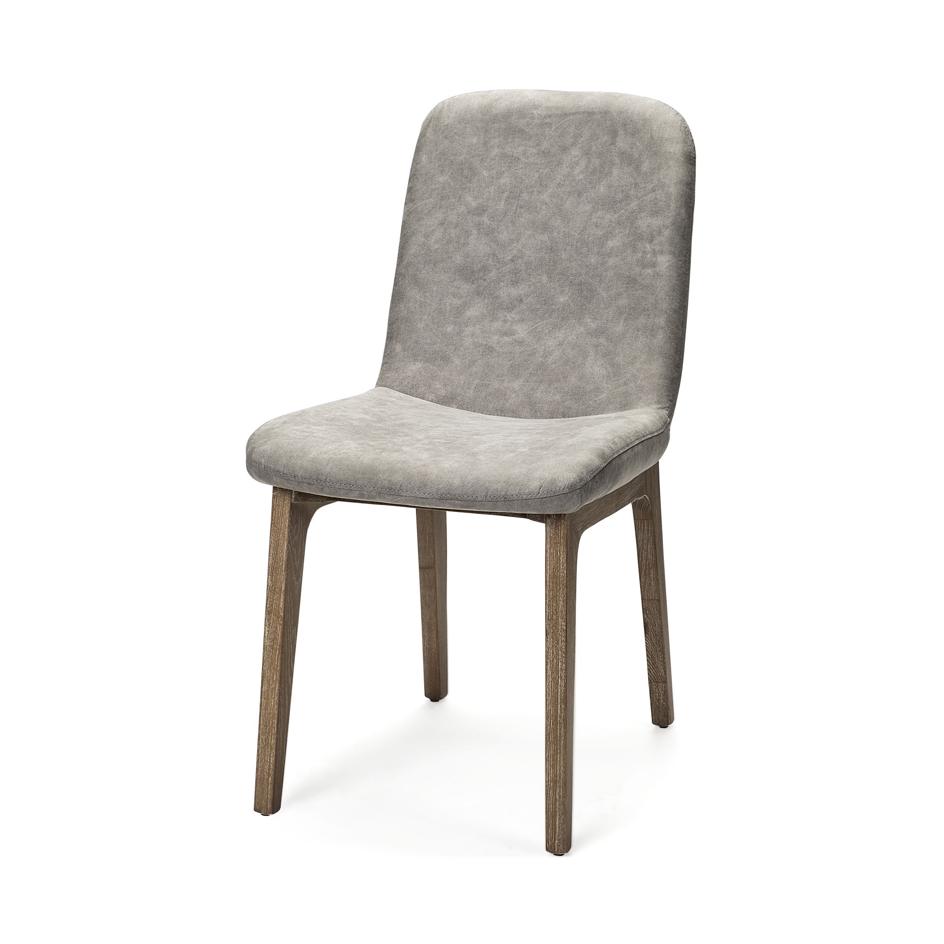 David Grey Fabric Wrap Medium Brown Wood Base Dining Chair, by Mercana, 18.5" length x 26" width x 34.5" height View 1