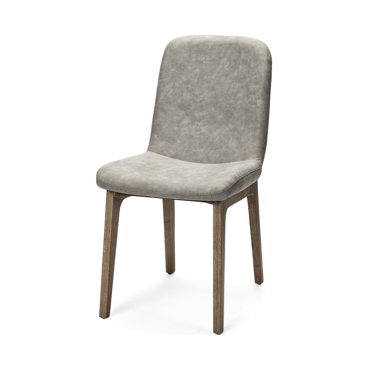 David Solid Back Dining Side Chair | Grey Fabric with Medium Brown Wood, Dining Chair by Mercana, 18.5" length x 26" width x 34.5" height View 1