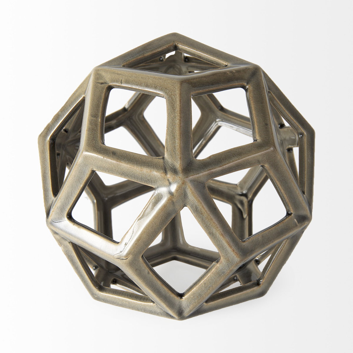 Geom  Tan Ceramic Geometric Object, Decorative Object by Mercana, 7.09" length x 7.09" width x 7.09" height View 5