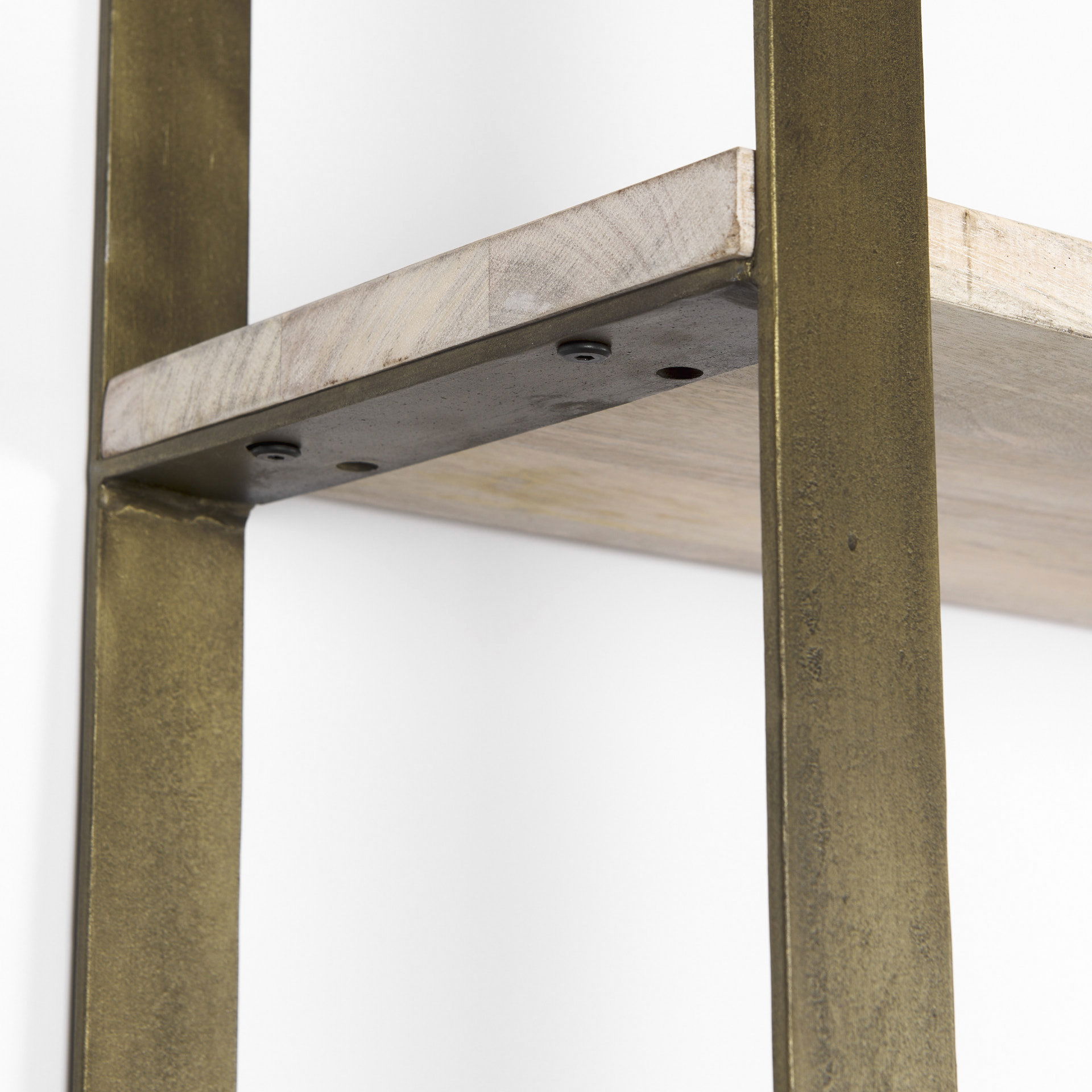 Taunton 80L x 10.5W x 90H Light Brown Wood with Gold Metal Frame 6 Tier Shelving Unit, Shelving & Bookcase by Mercana, 80" length x 10.5" width x 90" height View 14