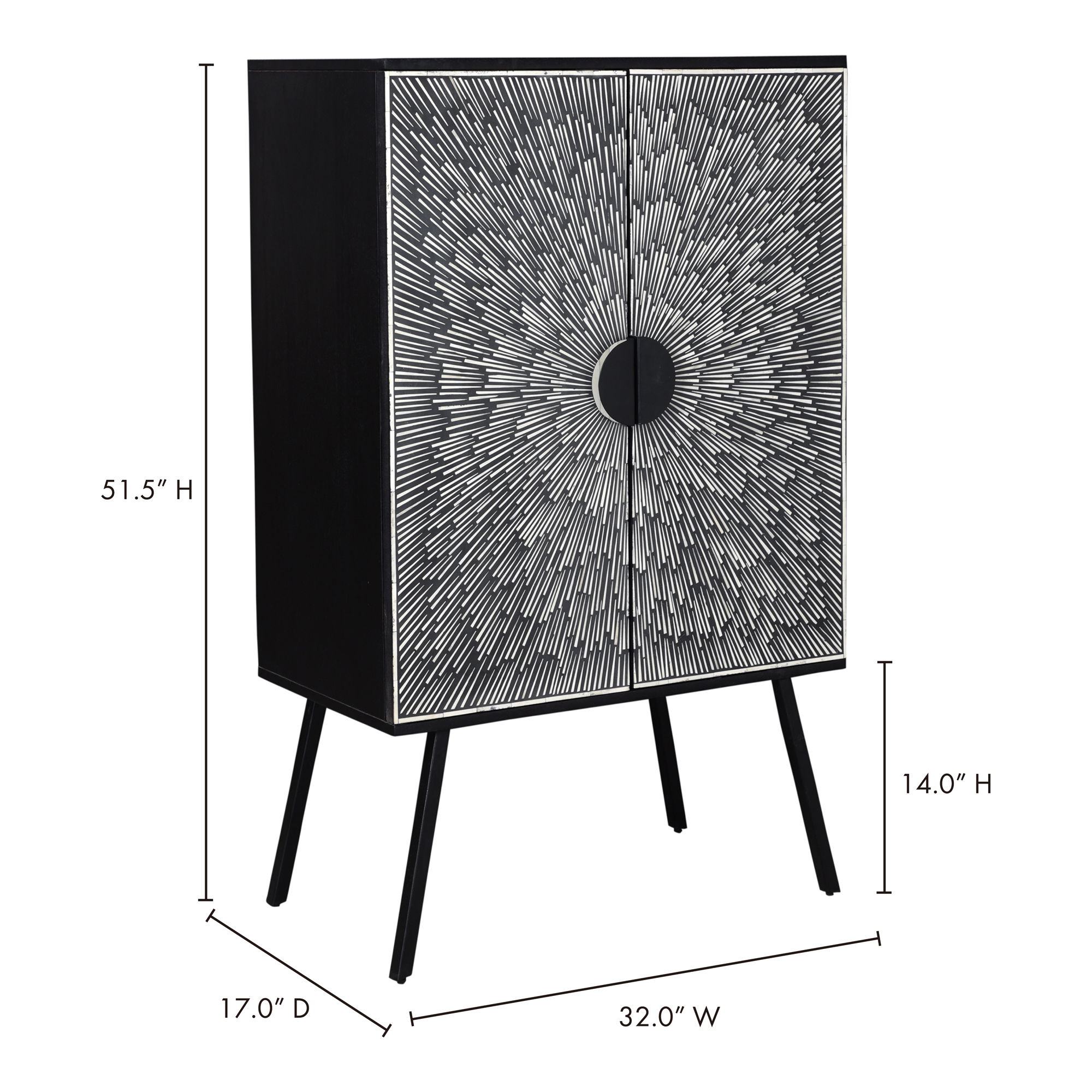 Sunburst Wine Cabinet Black large image 