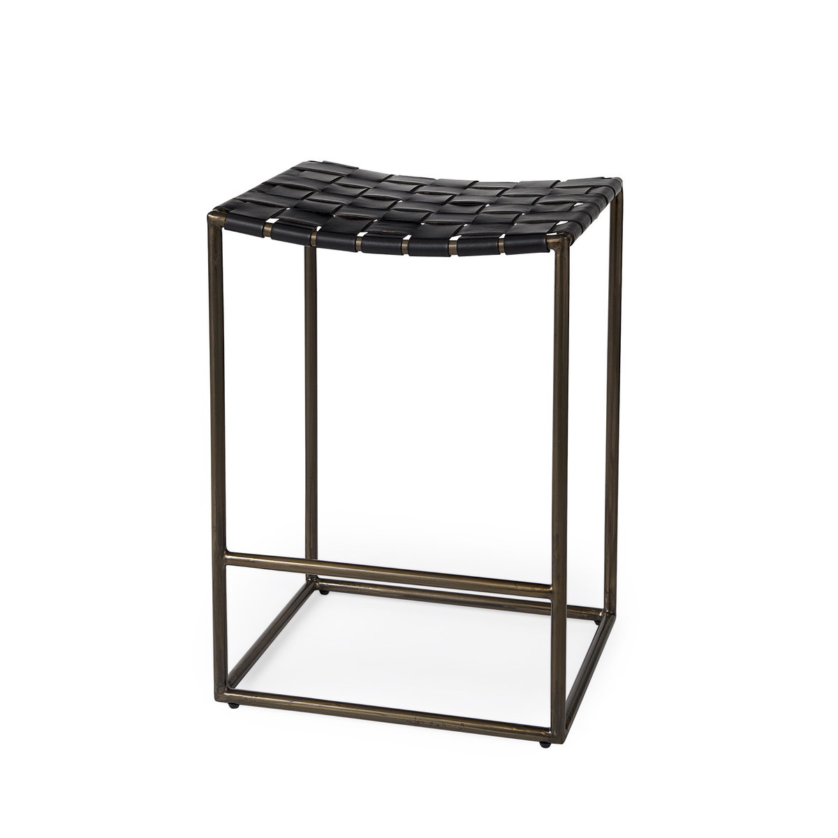 Clarissa Backless 26.25in Seat Counter Stool | Black Leather with Metal, Counter & Bar Stool by Mercana, 18" length x 16" width x 26" height View 1