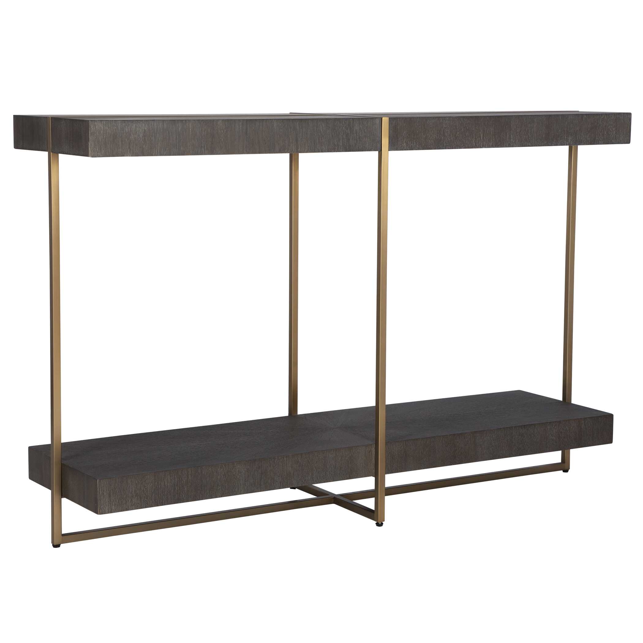 Taja Modern Brass / Wood Console Table large image 