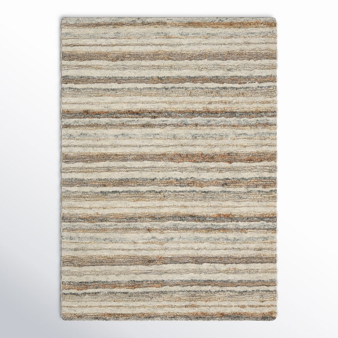 Tikka Handmade Striped Cream/ Gray Area Rug (10'X14') large image 
