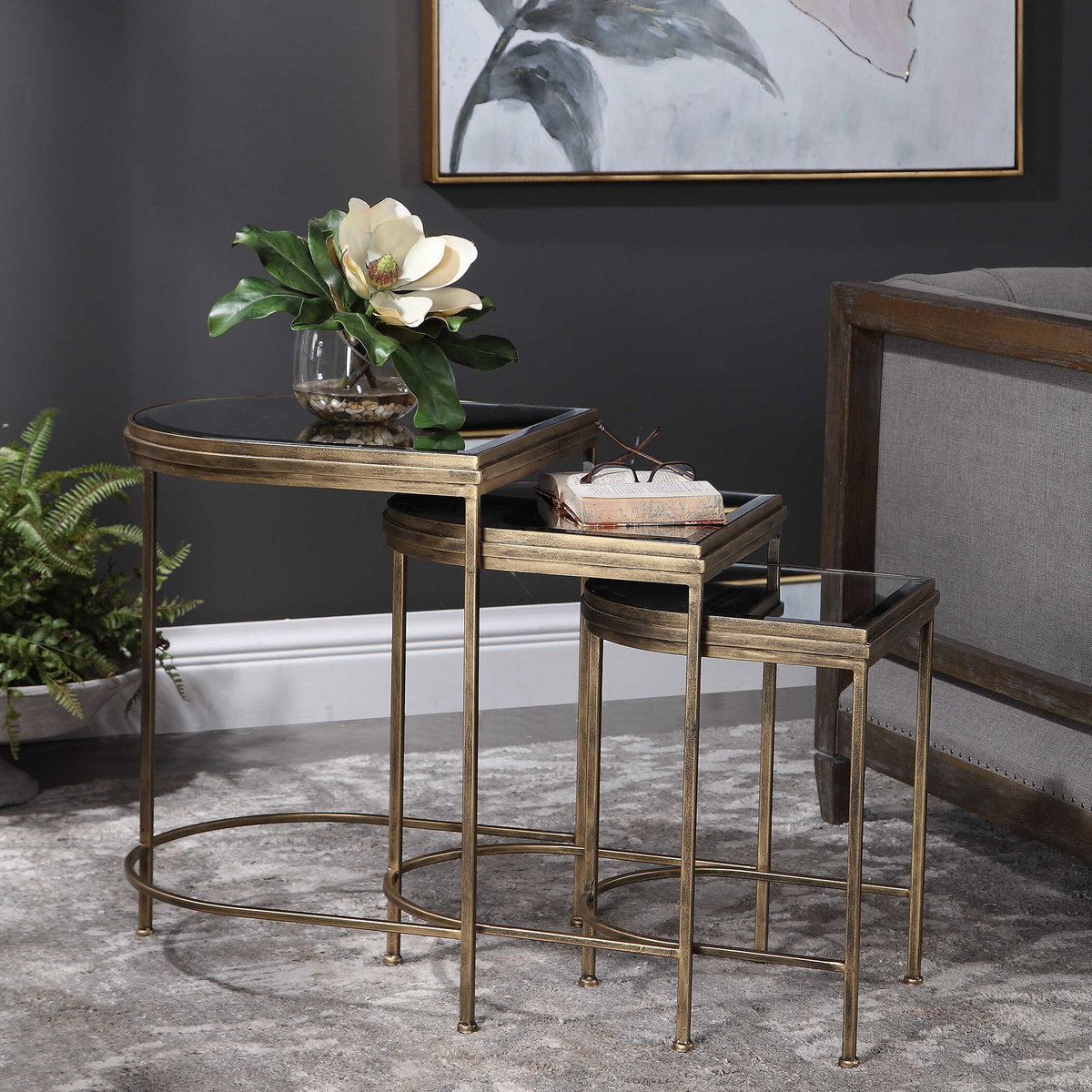 India Nesting Tables Set/3, Side & End Table by Uttermost, 19" width x 24" height x 17.75" depth View 7