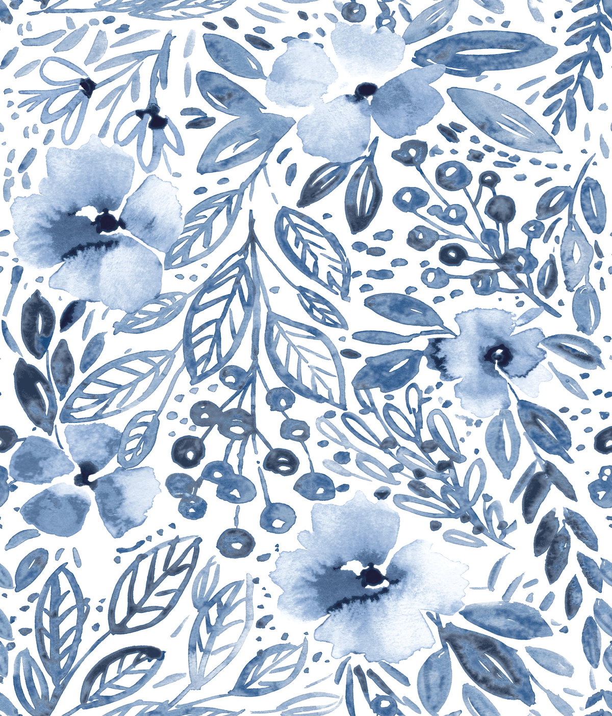Clara Jean April Showers Blue Peel & Stick Wallpaper, by York Wall, 16'6" length x 1'8.5" width x 0.02" depth