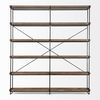 Trey IV 80L x 16W x 87.5H  Medium Brown Wood and Iron Five Tray Shelf Shelving Unit, Shelving & Bookcase by Mercana, 80" length x 16" width x 87.5" height thumbnail 4
