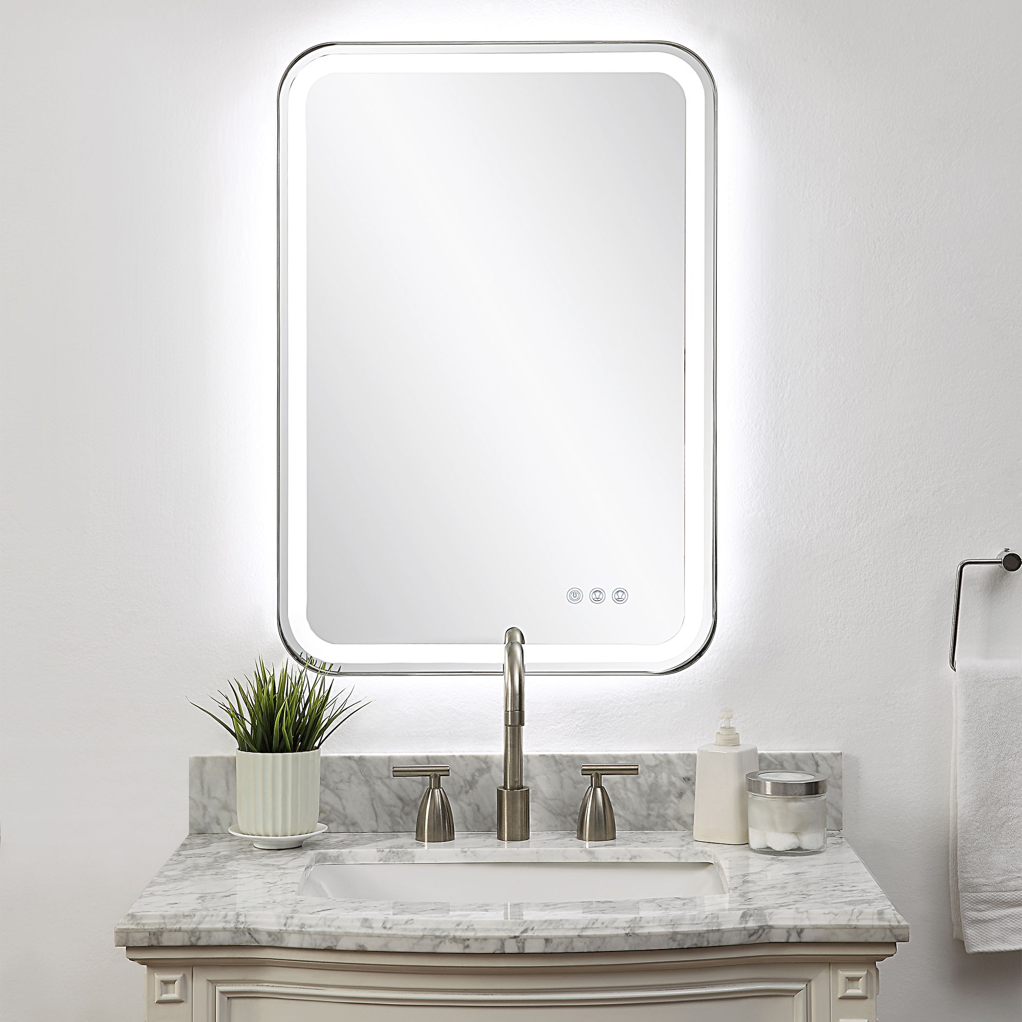 Crofton Lighted Nickel Vanity Mirror large image 