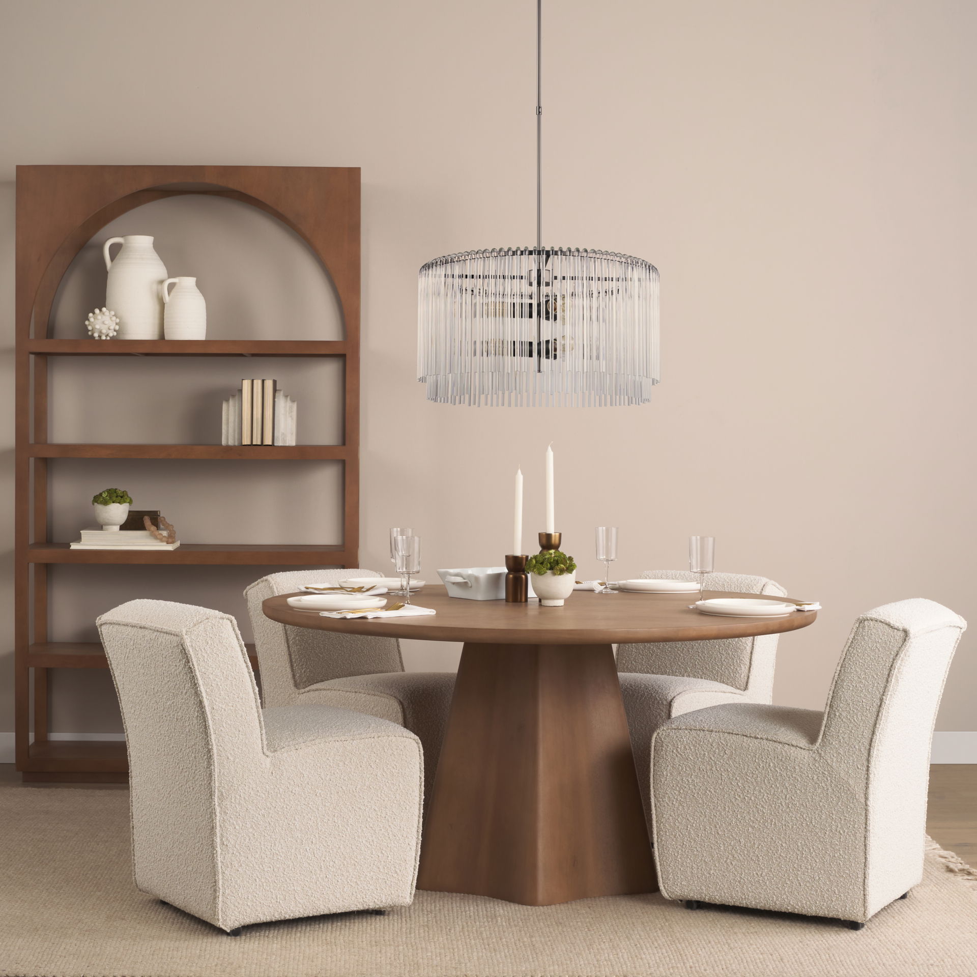 Jovani 60' Solid Light Brown Mango Wood Round Dining Table large image 