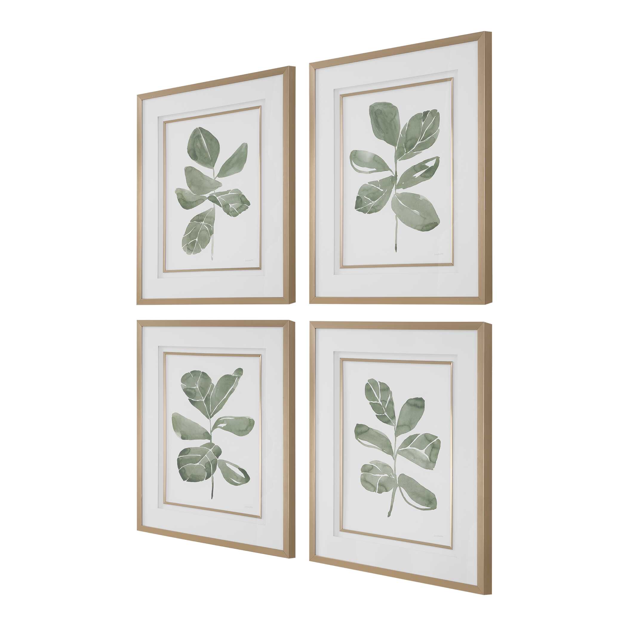 Fiddle Head Leaf Botanical Prints Set/4, Painting by Uttermost, 28" width x 34" height x 2.12" depth View 5