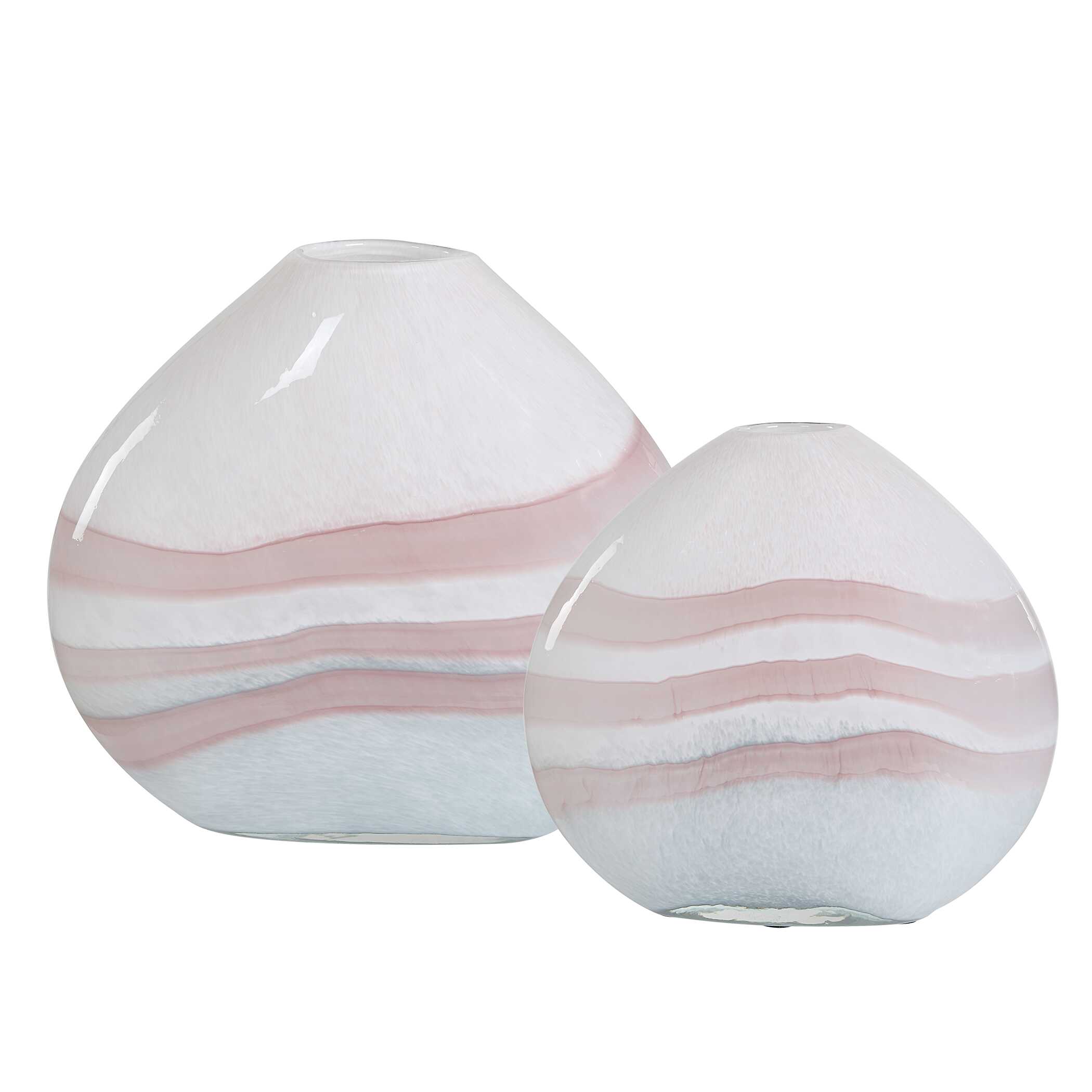 Blush Swirl Glass Vases Set/2, Decorative by Uttermost, 11.75" width x 10.5" height x 4.25" depth View 4