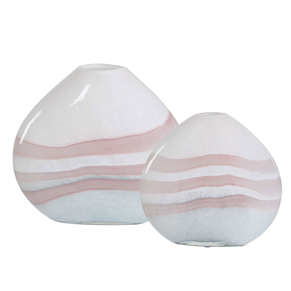 Blush Swirl Glass Vases Set/2, by Uttermost, 11.75" width x 10.5" height x 4.25" depth View 4