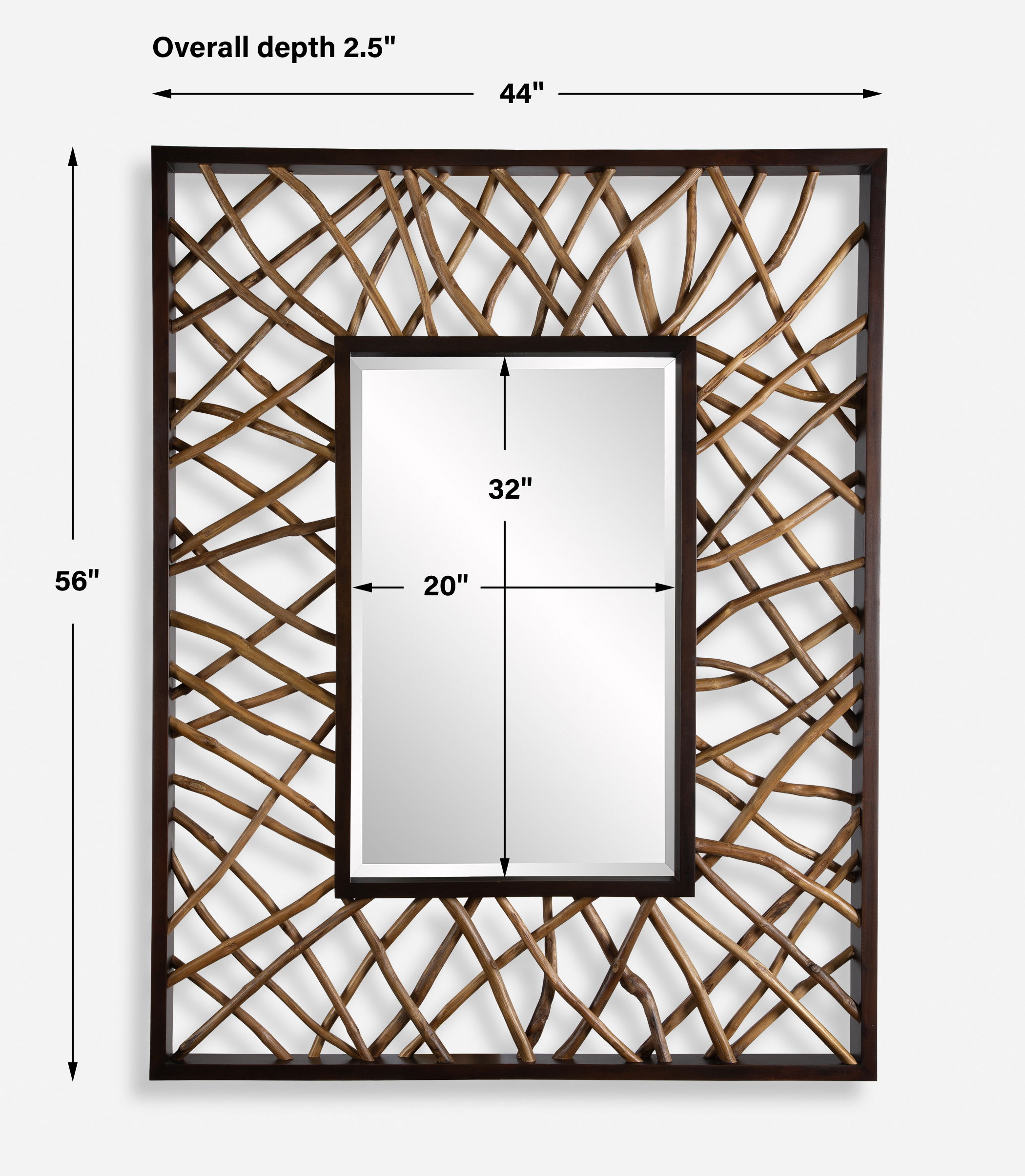 Teak Maze Rectangle Mirror large image 