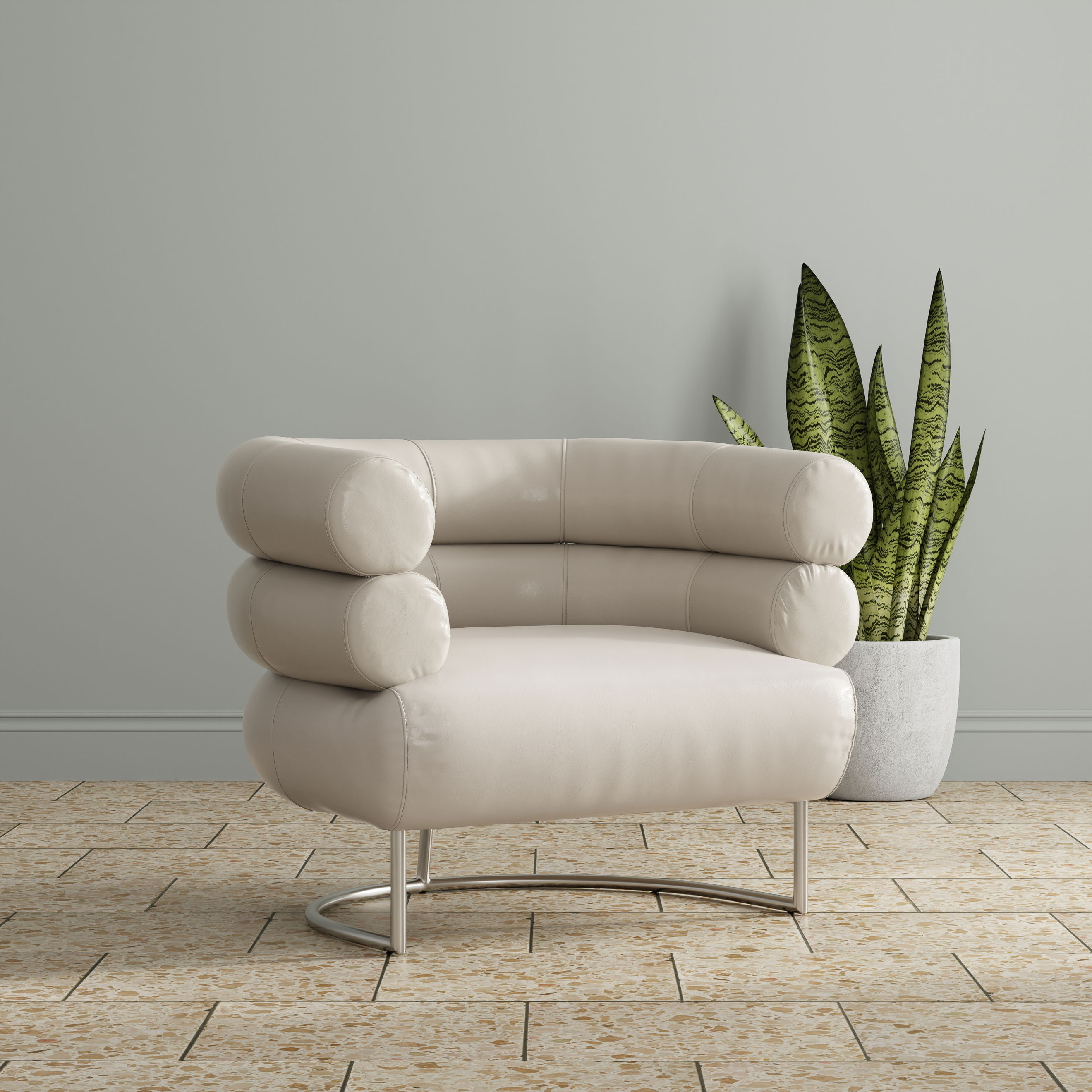 Rondo Occasional Leather Chair,White large image 